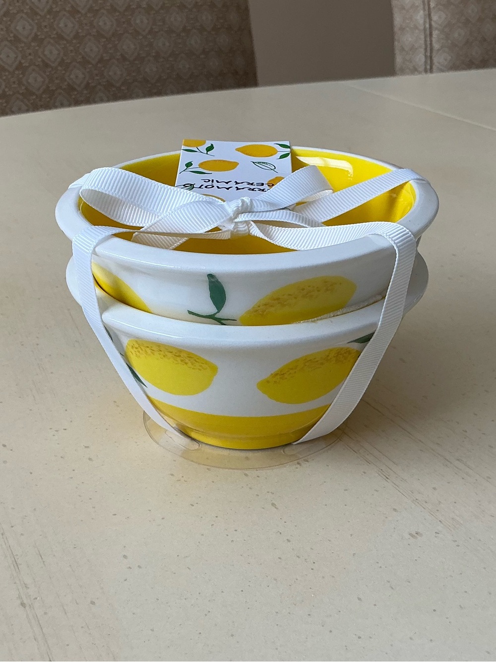 NWT Set/2 Small Ceramic Bowls - Lemon Design 🍋